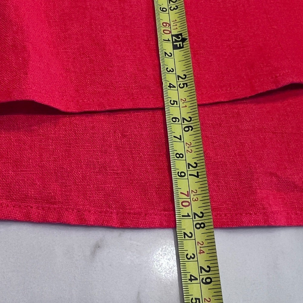 DKNY Womens Red Linen Blend V-Neck Oversized Blouse Top Plus Size 3X - Picture 7 of 7